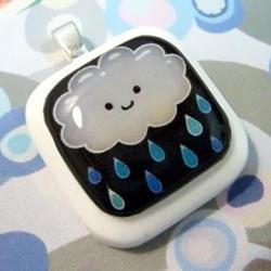 Happy Rain Cloud Resin Pendant